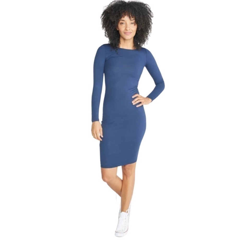 MARINE LAYER Lexi Longsleeve Midi Dress in Twilight Size L